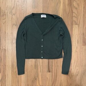 Old Navy Sage Green Ribbed V-Neck Button Cardigan